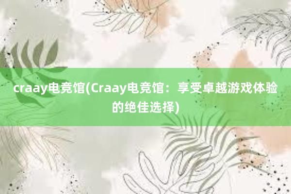 craay电竞馆(Craay电竞馆：享受卓越游戏体验的绝佳选择)