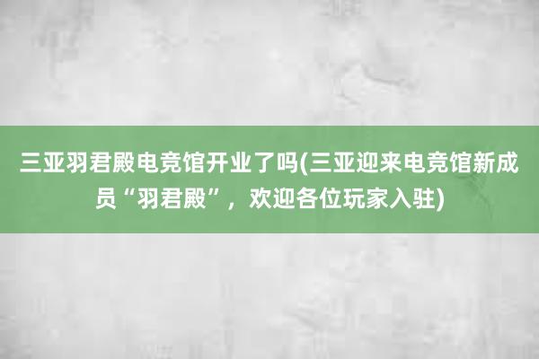 三亚羽君殿电竞馆开业了吗(三亚迎来电竞馆新成员“羽君殿”，欢迎各位玩家入驻)