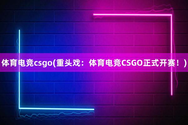 体育电竞csgo(重头戏：体育电竞CSGO正式开赛！)