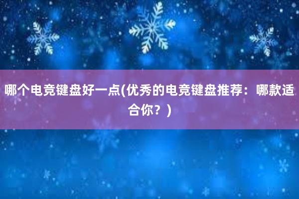 哪个电竞键盘好一点(优秀的电竞键盘推荐：哪款适合你？)