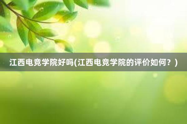 江西电竞学院好吗(江西电竞学院的评价如何？)