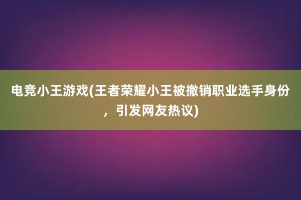 电竞小王游戏(王者荣耀小王被撤销职业选手身份，引发网友热议)