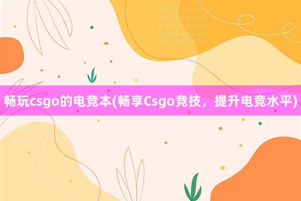 畅玩csgo的电竞本(畅享Csgo竞技，提升电竞水平)