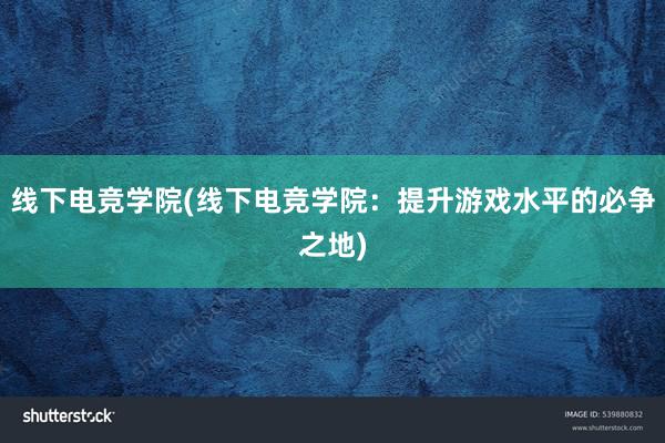 线下电竞学院(线下电竞学院：提升游戏水平的必争之地)