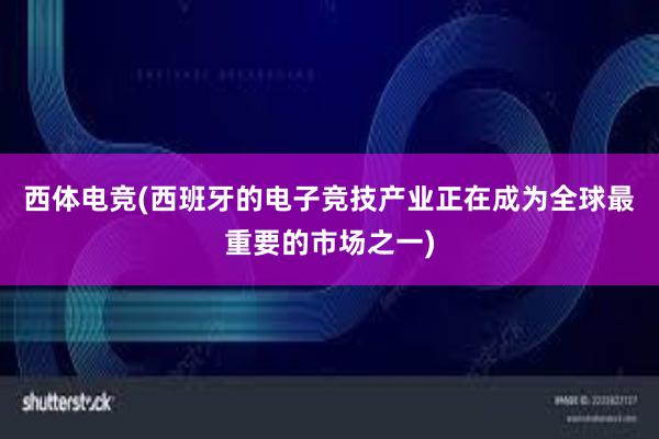 西体电竞(西班牙的电子竞技产业正在成为全球最重要的市场之一)