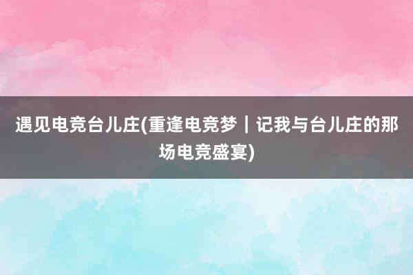 遇见电竞台儿庄(重逢电竞梦｜记我与台儿庄的那场电竞盛宴)