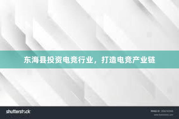 东海县投资电竞行业，打造电竞产业链