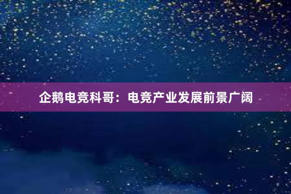 企鹅电竞科哥：电竞产业发展前景广阔