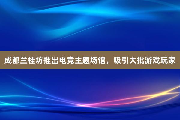 成都兰桂坊推出电竞主题场馆，吸引大批游戏玩家