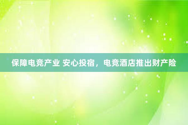 保障电竞产业 安心投宿，电竞酒店推出财产险