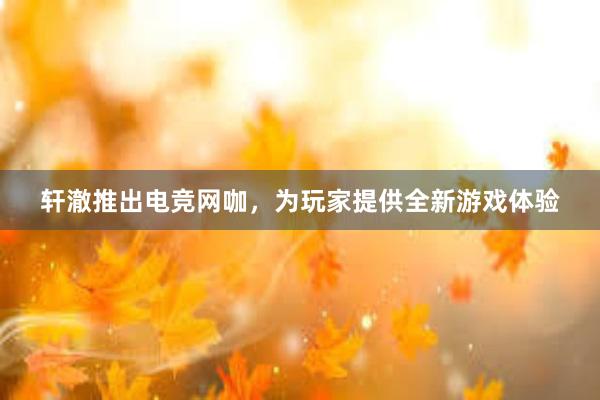 轩澈推出电竞网咖，为玩家提供全新游戏体验