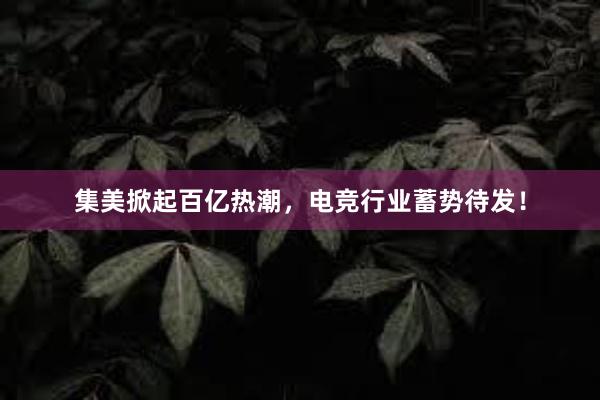 集美掀起百亿热潮，电竞行业蓄势待发！